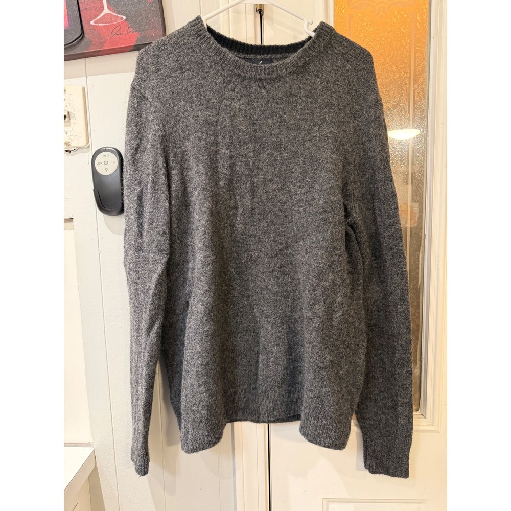 Daniel Hechter Paris Mens Large 100% Shetland Wool CrewneckSweater Charcoal Grey